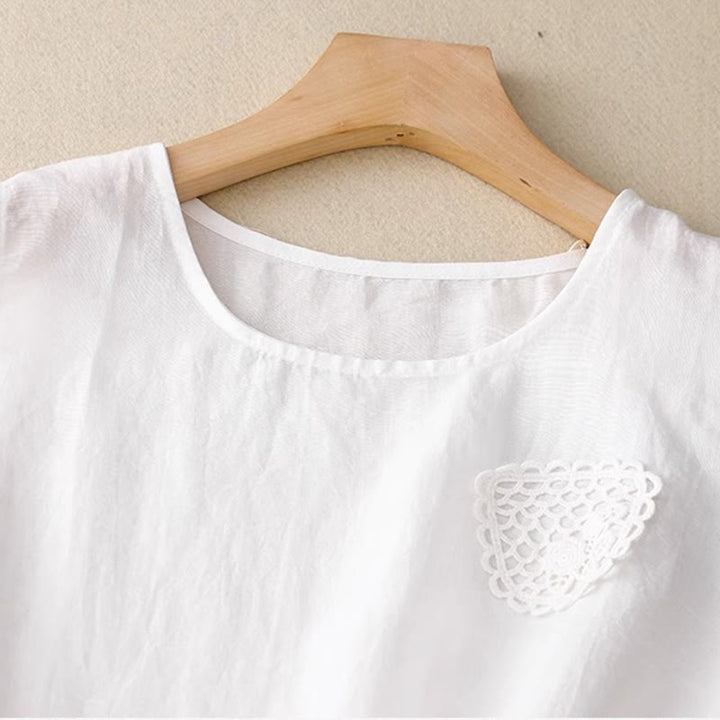 Gilet da donna in cotone e lino, senza maniche, con scollo rotondo, motivo patchwork con ricami a colori puri, motivo Buddha Stones - image 20