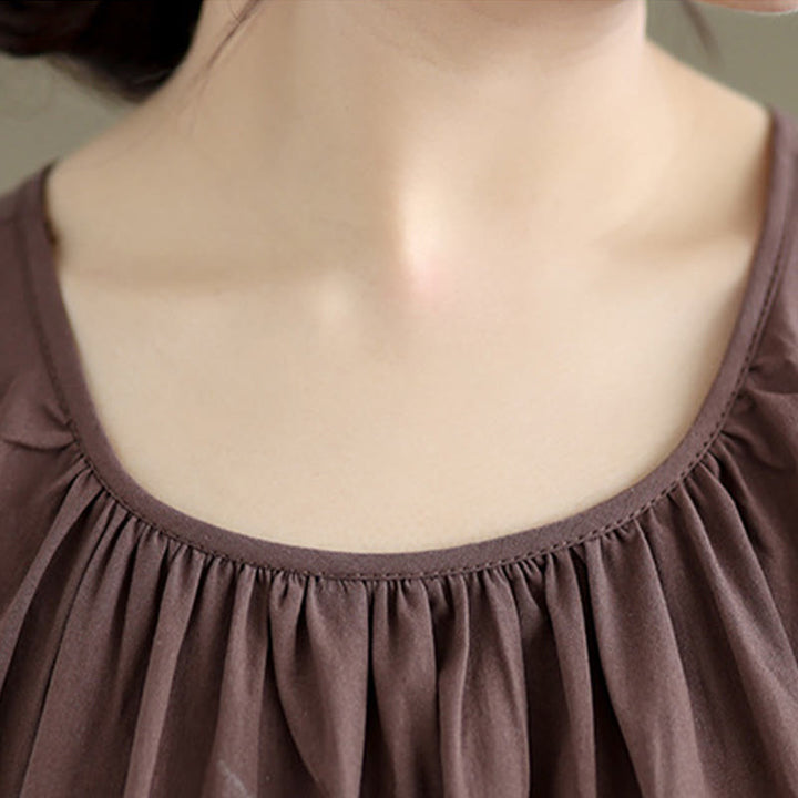 Canotta da donna in cotone e lino con scollo a giro, motivo artistico estivo, tinta unita, motivo Buddha Stones - image 5