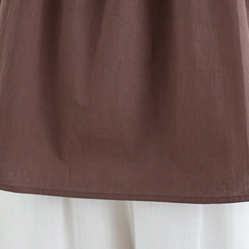 Canotta da donna in cotone e lino con scollo a giro, motivo artistico estivo, tinta unita, motivo Buddha Stones - image 8