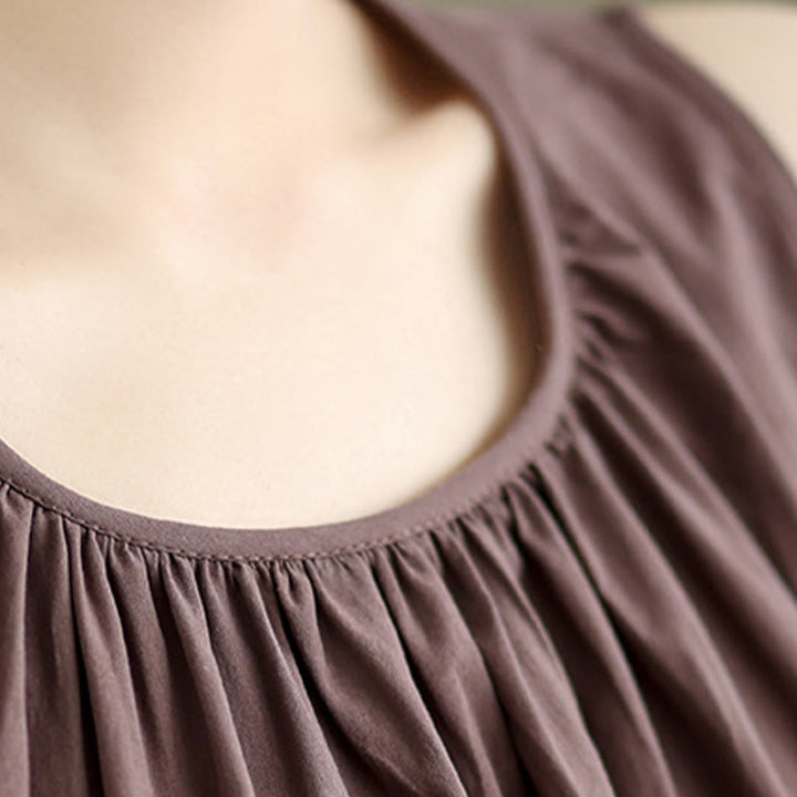 Canotta da donna in cotone e lino con scollo a giro, motivo artistico estivo, tinta unita, motivo Buddha Stones - image 6