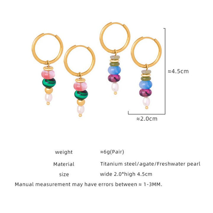 Orecchini in acciaio al titanio con perle di agata rossa naturale, design in pietra tibetana Marnyi di Buddha Stones