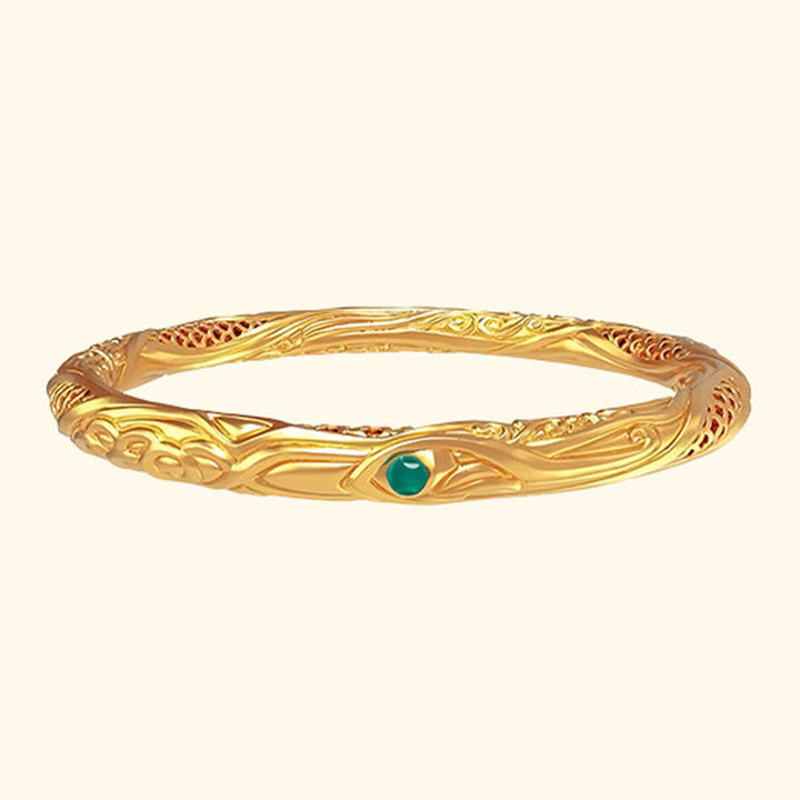 Braccialetto di benedizione con design a forma di fiore cavo dorato in argento sterling 999 Buddha Stones - image 8