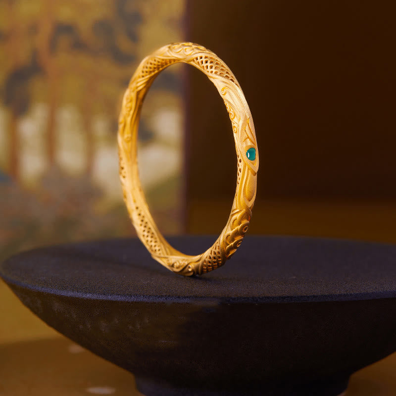 Braccialetto di benedizione con design a forma di fiore cavo dorato in argento sterling 999 Buddha Stones - image 2