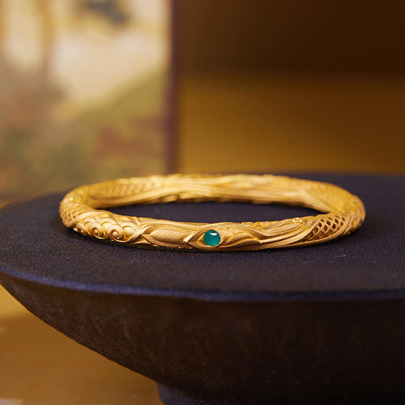 Braccialetto di benedizione con design a forma di fiore cavo dorato in argento sterling 999 Buddha Stones - image 1