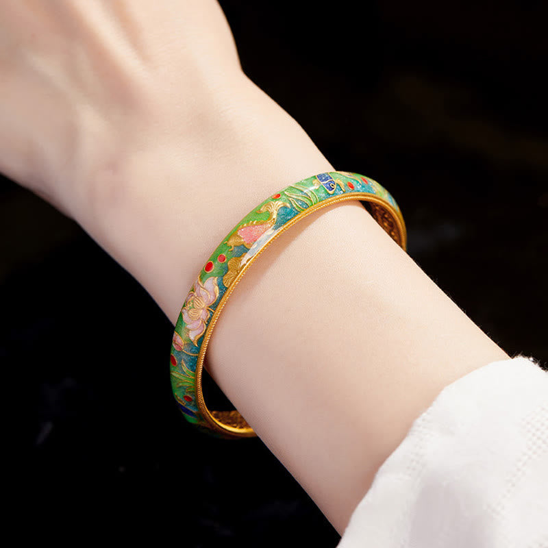 Bracciale Buddha Stones in argento sterling 999 con motivo a pesce koi e loto cavo, 58 mm. - image 4