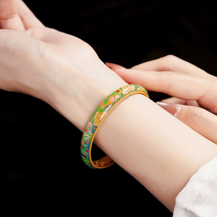 Bracciale Buddha Stones in argento sterling 999 con motivo a pesce koi e loto cavo, 58 mm. - image 9