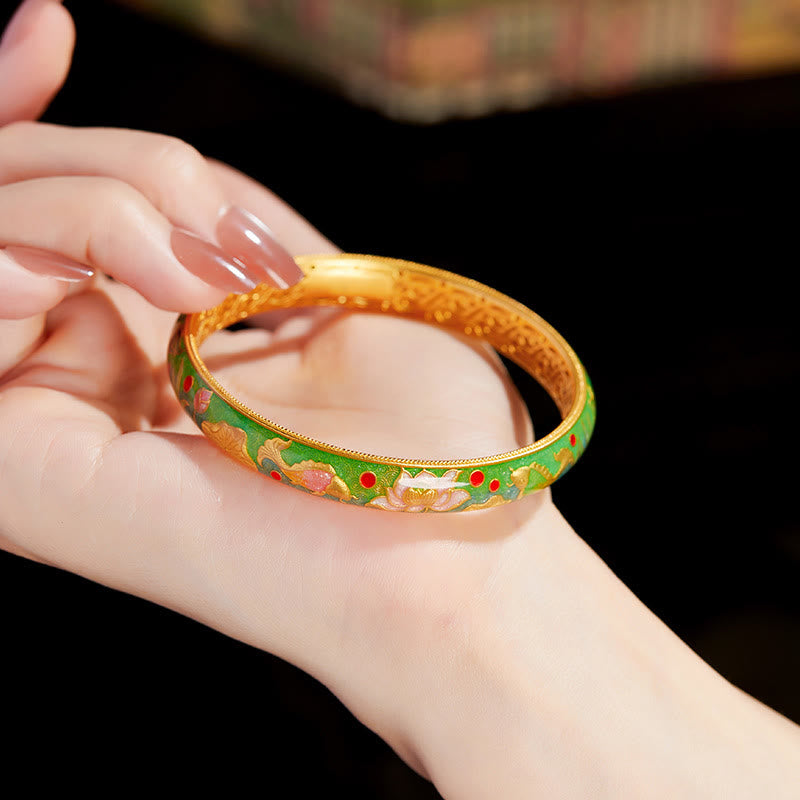 Bracciale Buddha Stones in argento sterling 999 con motivo a pesce koi e loto cavo, 58 mm. - image 3