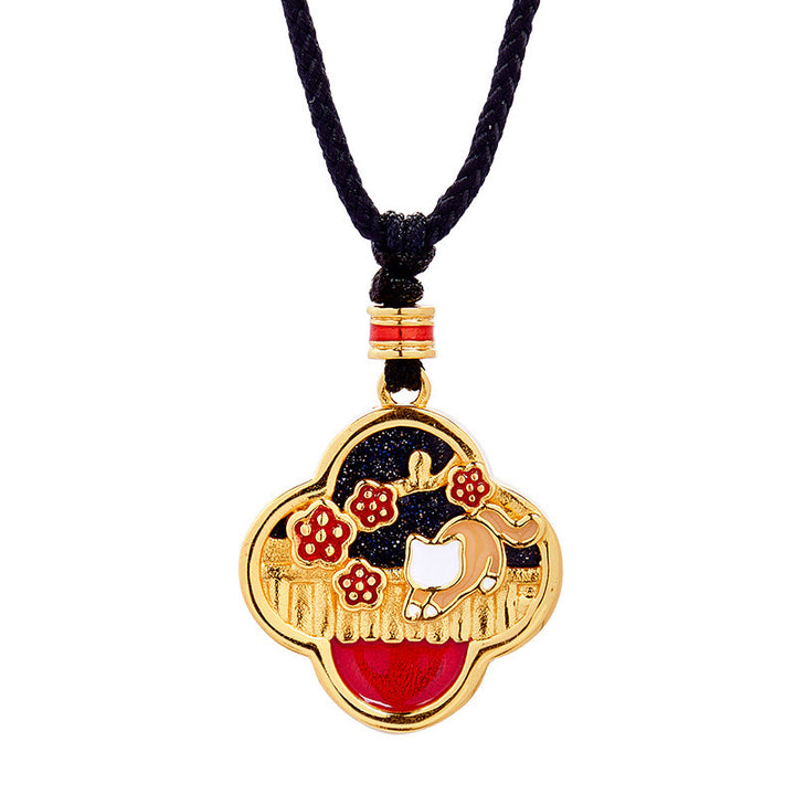 Collana con ciondolo a forma di quadrifoglio con fiore di prugna in argento sterling 925, motivo: Buddha Stones - image 9