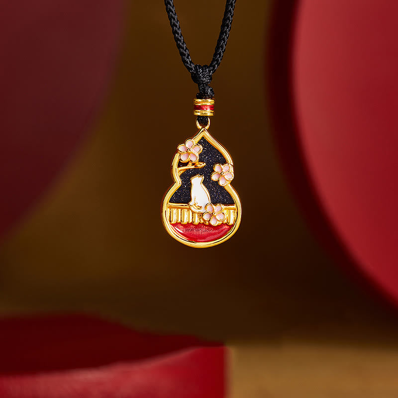Collana con ciondolo di protezione in argento sterling 925 con motivo a zucca e fiori di pesco, motivo Buddha Stones - Argento sterling 925 - image 0