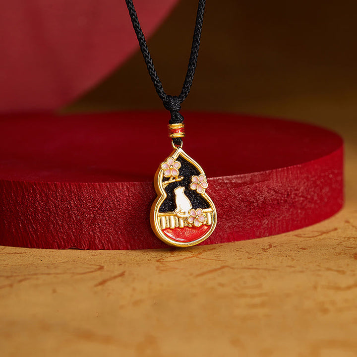 Collana con ciondolo di protezione in argento sterling 925 con motivo a zucca e fiori di pesco, motivo Buddha Stones - image 1