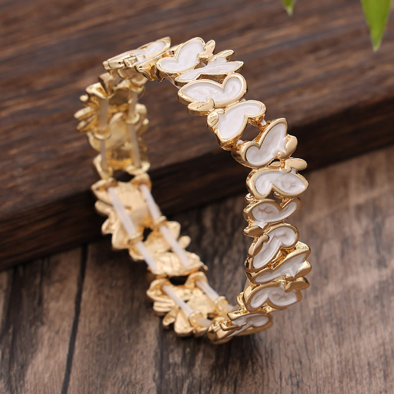 Bracciale elastico in lega con farfalla colorata Buddha Stones