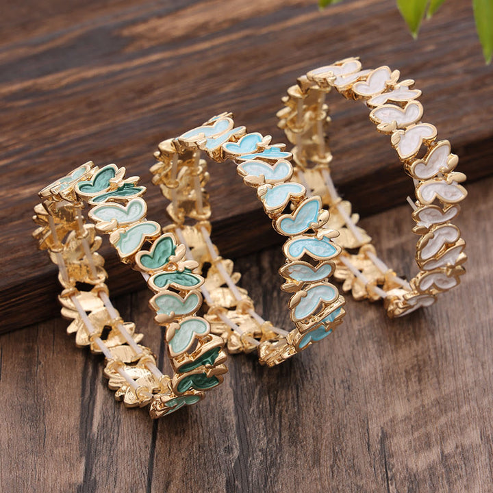 Bracciale elastico in lega con farfalla colorata Buddha Stones