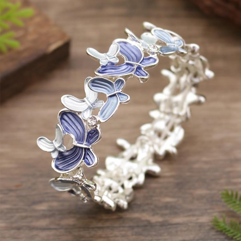 Bracciale elastico in lega con farfalla colorata Buddha Stones