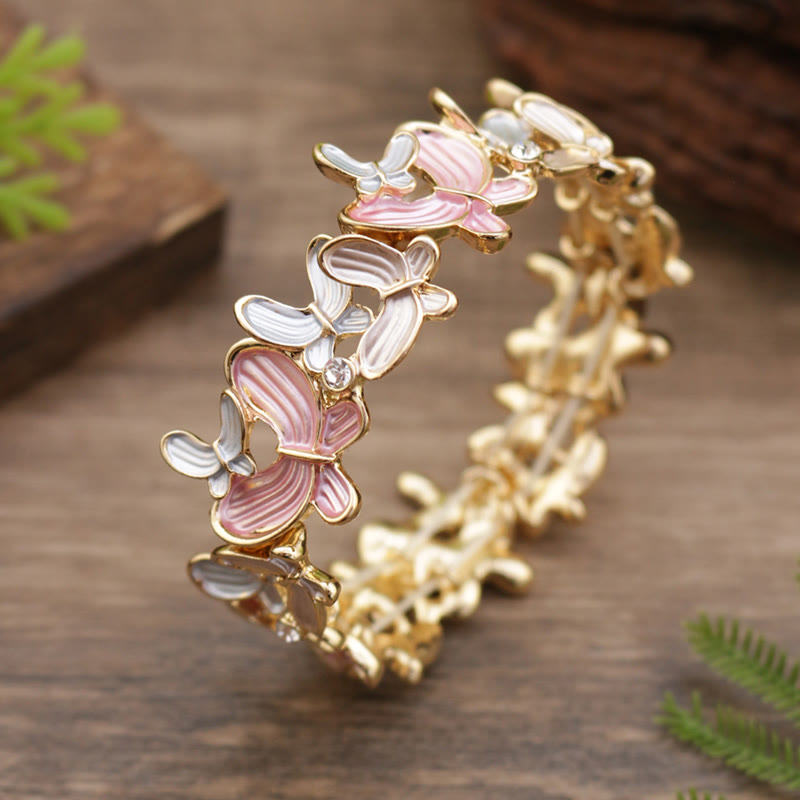 Bracciale elastico in lega con farfalla colorata Buddha Stones