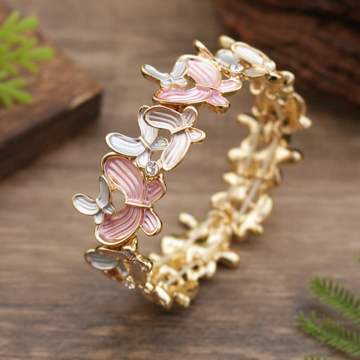 Bracciale elastico in lega con farfalla colorata Buddha Stones