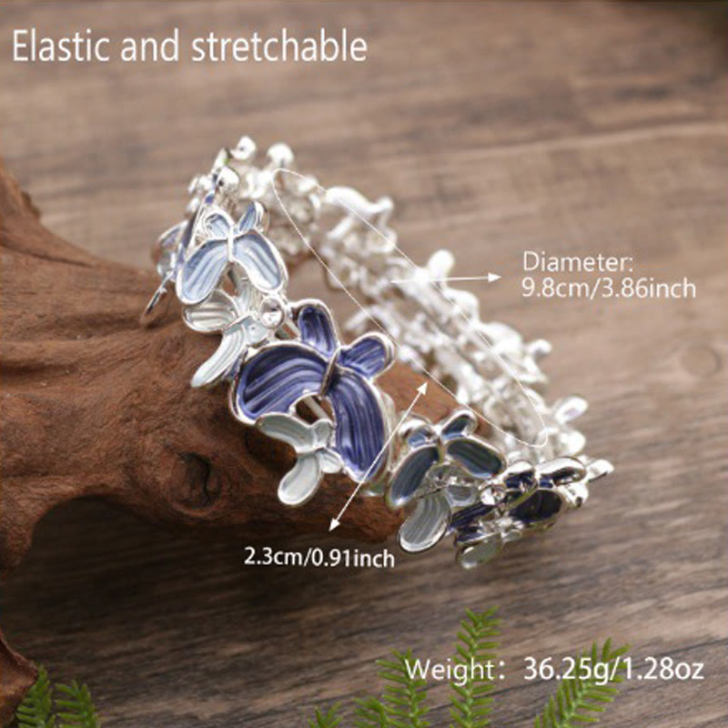 Bracciale elastico in lega con farfalla colorata Buddha Stones