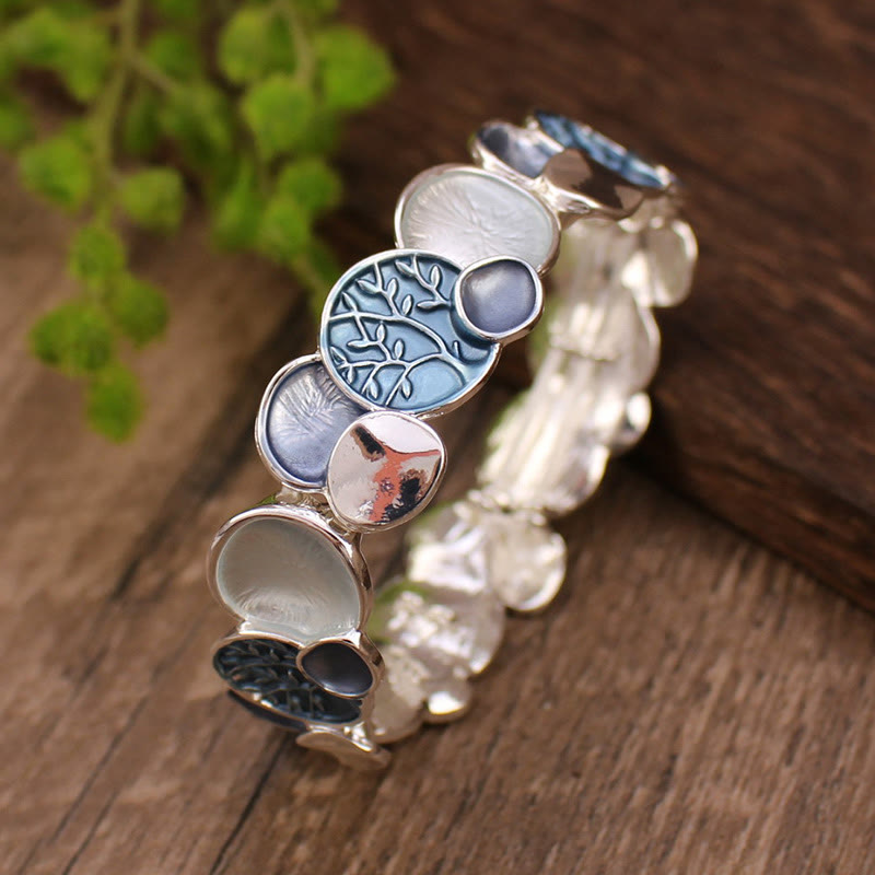 Bracciale elastico in lega di unità con motivo rotondo "L'albero della vita" Buddha Stones