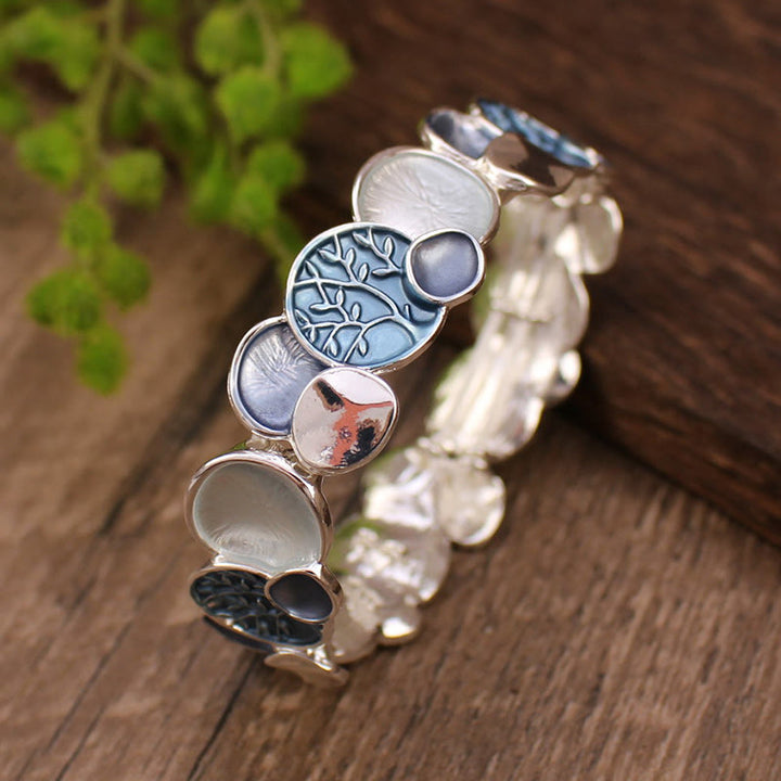 Bracciale elastico in lega di unità con motivo rotondo "L'albero della vita" Buddha Stones