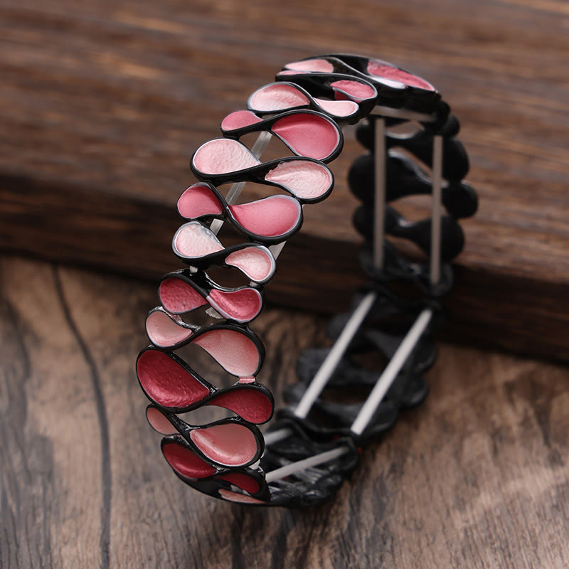 Bracciale elastico in lega a forma di 8 Buddha Stones colorate e cavo geometrico
