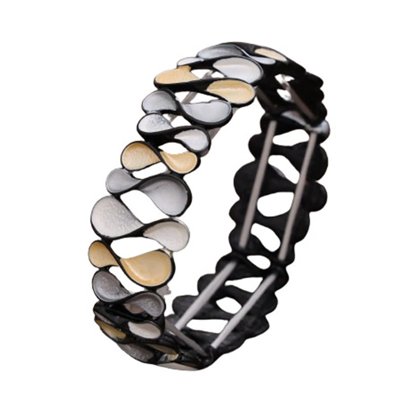 Bracciale elastico in lega a forma di 8 Buddha Stones colorate e cavo geometrico