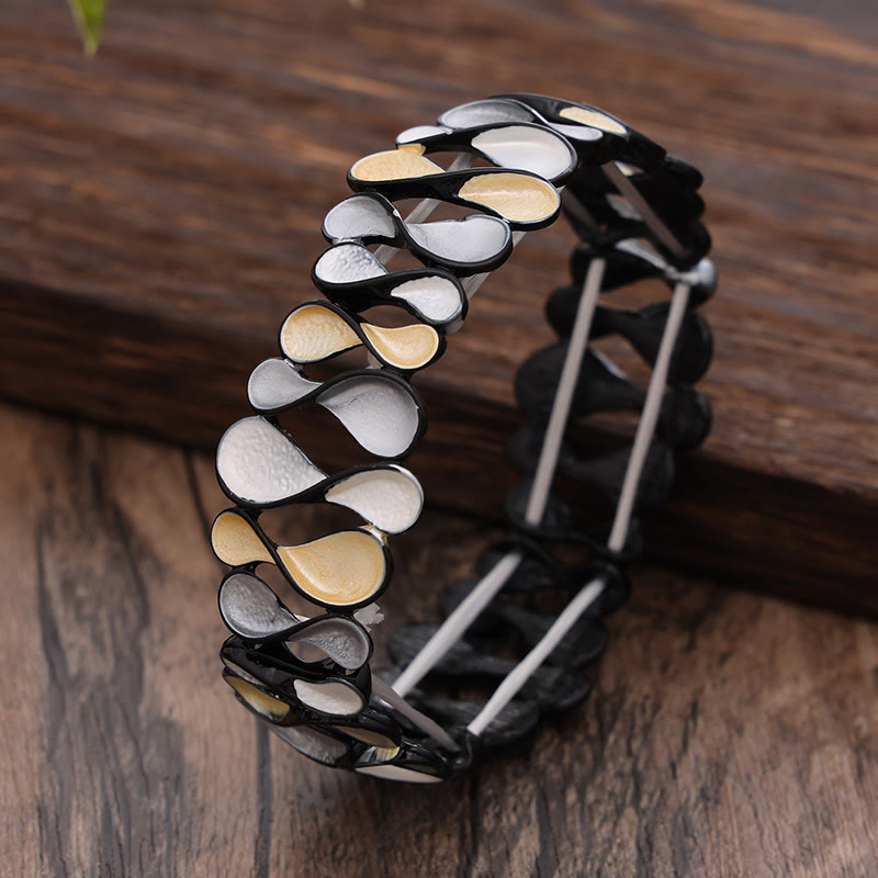 Bracciale elastico in lega a forma di 8 Buddha Stones colorate e cavo geometrico