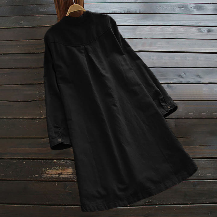 Camicia da donna a maniche lunghe con bottoni e tasche, con Buddha Stones. - image 12