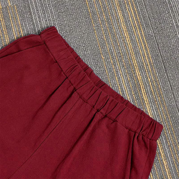 Pantaloni da donna in cotone e lino con tasche, modello Buddha Stones, casual, colore puro, con polsini e bottoni cavi - image 30