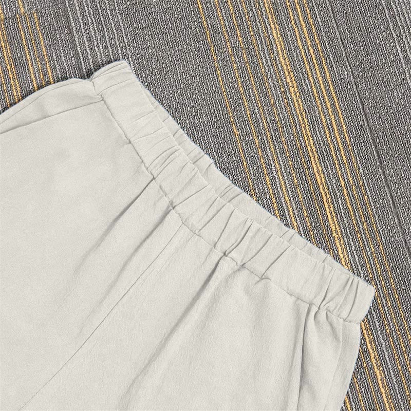 Pantaloni da donna in cotone e lino con tasche, modello Buddha Stones, casual, colore puro, con polsini e bottoni cavi - image 27
