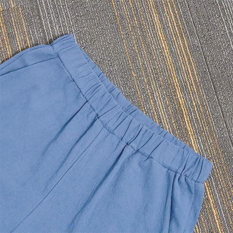 Pantaloni da donna in cotone e lino con tasche, modello Buddha Stones, casual, colore puro, con polsini e bottoni cavi - image 35