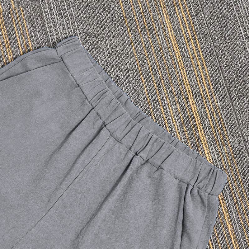Pantaloni da donna in cotone e lino con tasche, modello Buddha Stones, casual, colore puro, con polsini e bottoni cavi - image 34