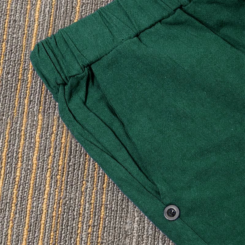 Pantaloni da donna in cotone e lino con tasche, modello Buddha Stones, casual, colore puro, con polsini e bottoni cavi - image 31