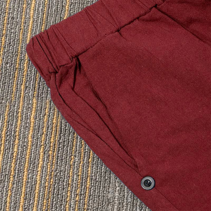 Pantaloni da donna in cotone e lino con tasche, modello Buddha Stones, casual, colore puro, con polsini e bottoni cavi - image 32