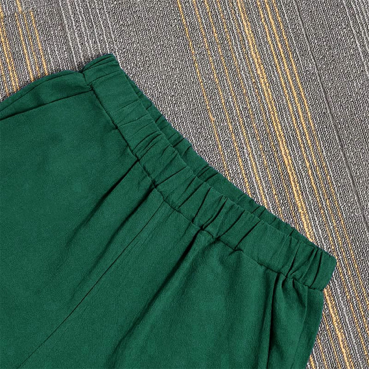Pantaloni da donna in cotone e lino con tasche, modello Buddha Stones, casual, colore puro, con polsini e bottoni cavi - image 38