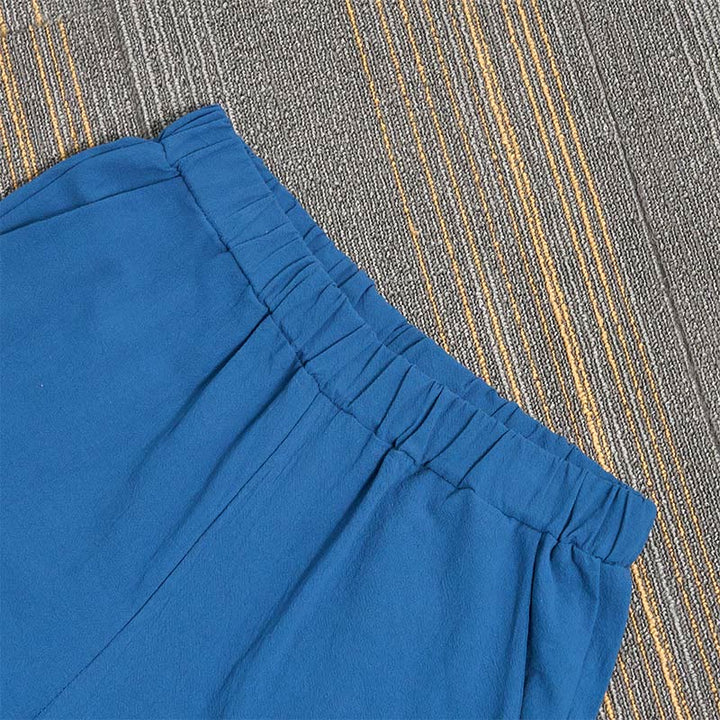 Pantaloni da donna in cotone e lino con tasche, modello Buddha Stones, casual, colore puro, con polsini e bottoni cavi - image 47