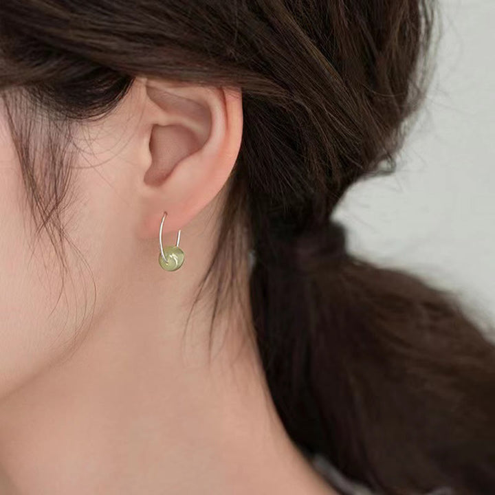 Orecchini della fortuna in argento sterling 925 con perline di giada Hetian di Buddha Stones - image 2