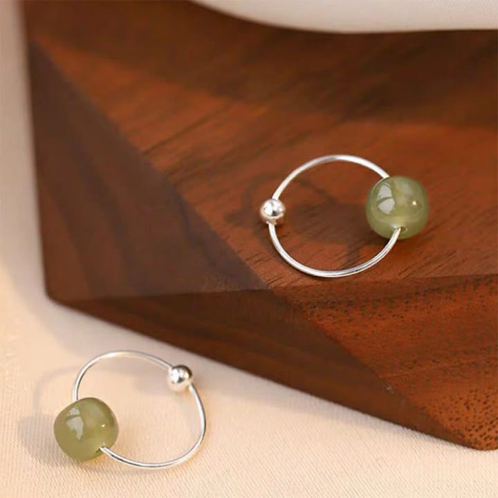 Orecchini della fortuna in argento sterling 925 con perline di giada Hetian di Buddha Stones - Giada ciano (perni in argento sterling 925) - image 8