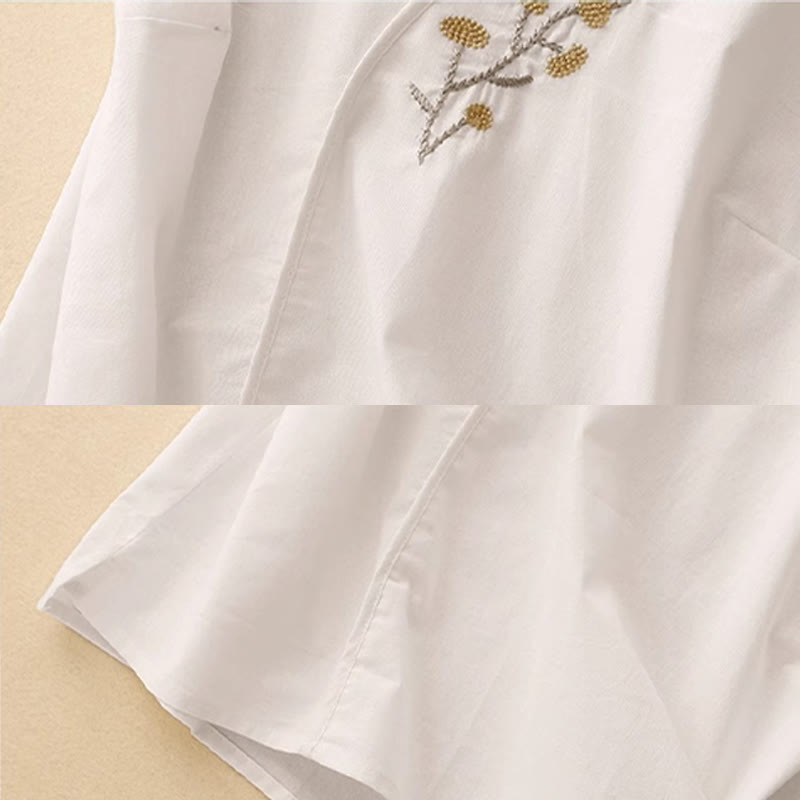 Gilet senza maniche in lino e cotone da donna con ricamo etnico e Buddha Stones, design asimmetrico - image 8