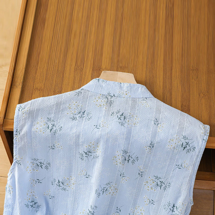 Gilet senza maniche in cotone da donna con motivo floreale a forma di rana cinese, motivo retrò con Buddha Stones - image 28