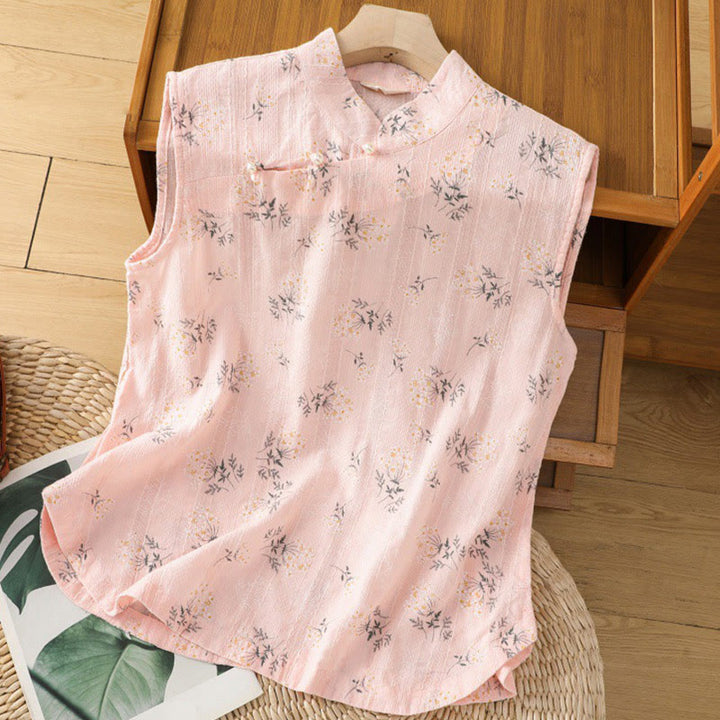 Gilet senza maniche in cotone da donna con motivo floreale a forma di rana cinese, motivo retrò con Buddha Stones - Rosa - US8-10, UK/AU12-14, EU40-42 (2XL) - image 10