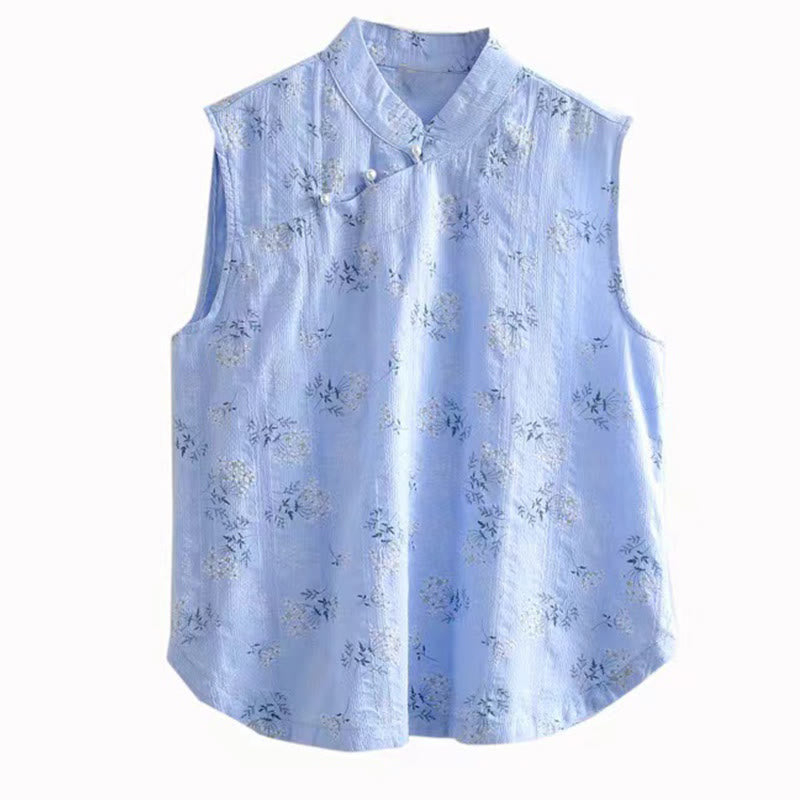 Gilet senza maniche in cotone da donna con motivo floreale a forma di rana cinese, motivo retrò con Buddha Stones - image 29