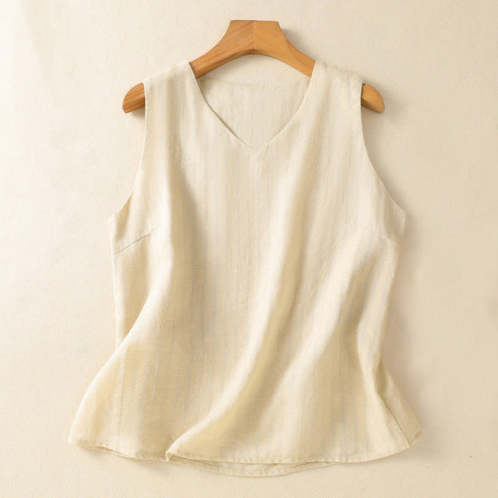 Canotta da donna in cotone senza maniche, stile vintage estivo, tinta unita, con scollo a V e design semplice, motivo Buddha Stones - LemonChiffon - US8-10, UK/AU12-14, EU40-42 (2XL) - image 10