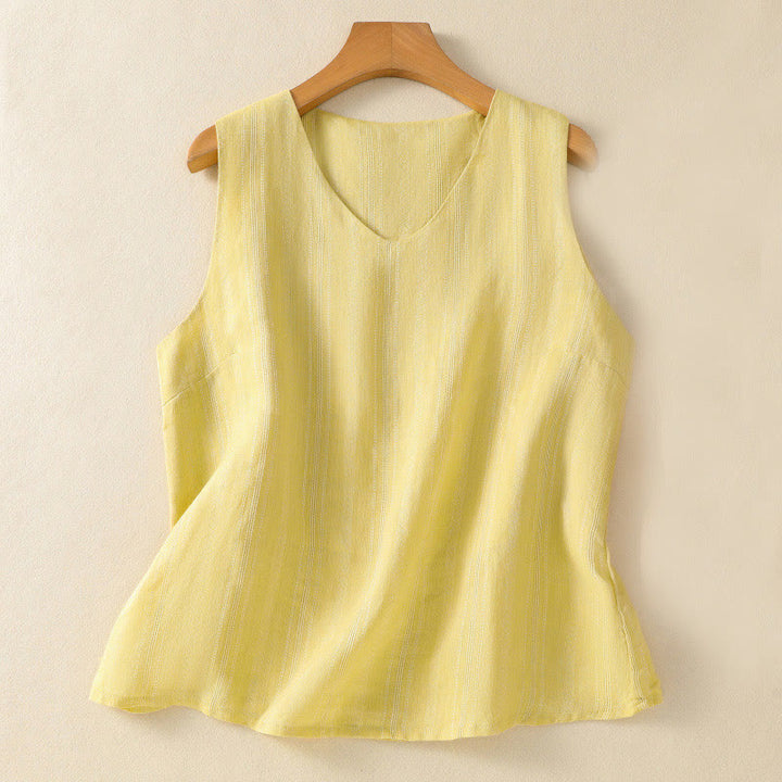 Canotta da donna in cotone senza maniche, stile vintage estivo, tinta unita, con scollo a V e design semplice, motivo Buddha Stones - Cachi - US8-10, UK/AU12-14, EU40-42 (2XL) - image 0