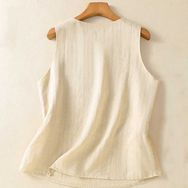 Canotta da donna in cotone senza maniche, stile vintage estivo, tinta unita, con scollo a V e design semplice, motivo Buddha Stones - image 11