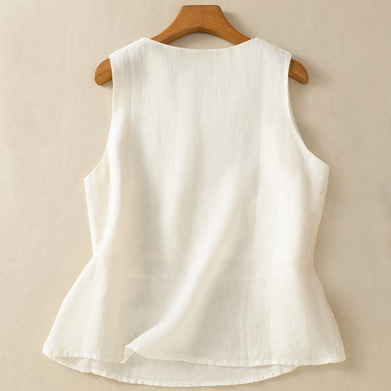 Canotta da donna in cotone senza maniche, stile vintage estivo, tinta unita, con scollo a V e design semplice, motivo Buddha Stones - image 19