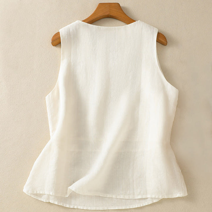 Canotta da donna in cotone senza maniche, stile vintage estivo, tinta unita, con scollo a V e design semplice, motivo Buddha Stones - image 19