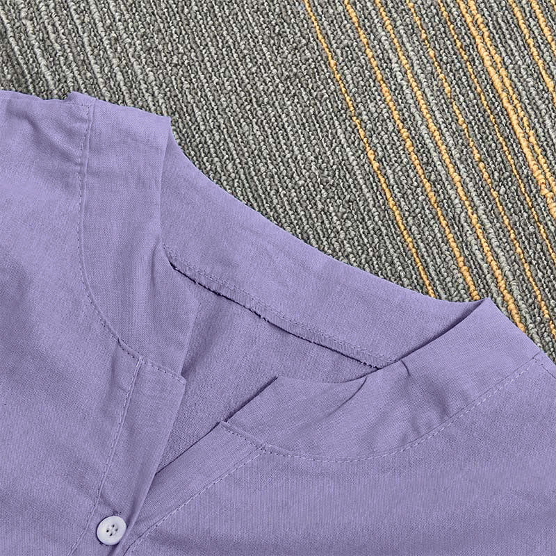 Buddha Stones Camicia da donna a maniche corte con colletto a punta e bottoni casual e semplici - image 3