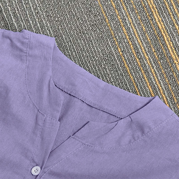 Buddha Stones Camicia da donna a maniche corte con colletto a punta e bottoni casual e semplici - image 3