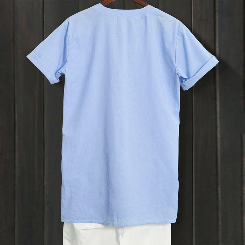 Buddha Stones Camicia da donna a maniche corte con colletto a punta e bottoni casual e semplici - image 6