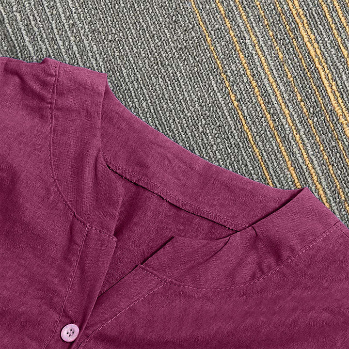 Buddha Stones Camicia da donna a maniche corte con colletto a punta e bottoni casual e semplici - image 23