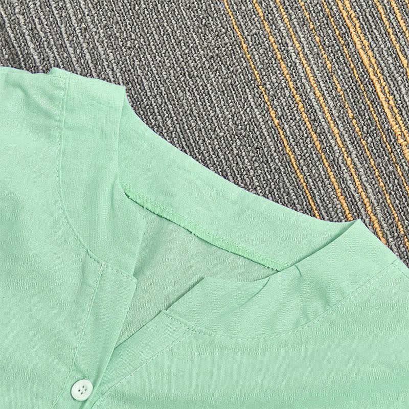 Buddha Stones Camicia da donna a maniche corte con colletto a punta e bottoni casual e semplici - image 29